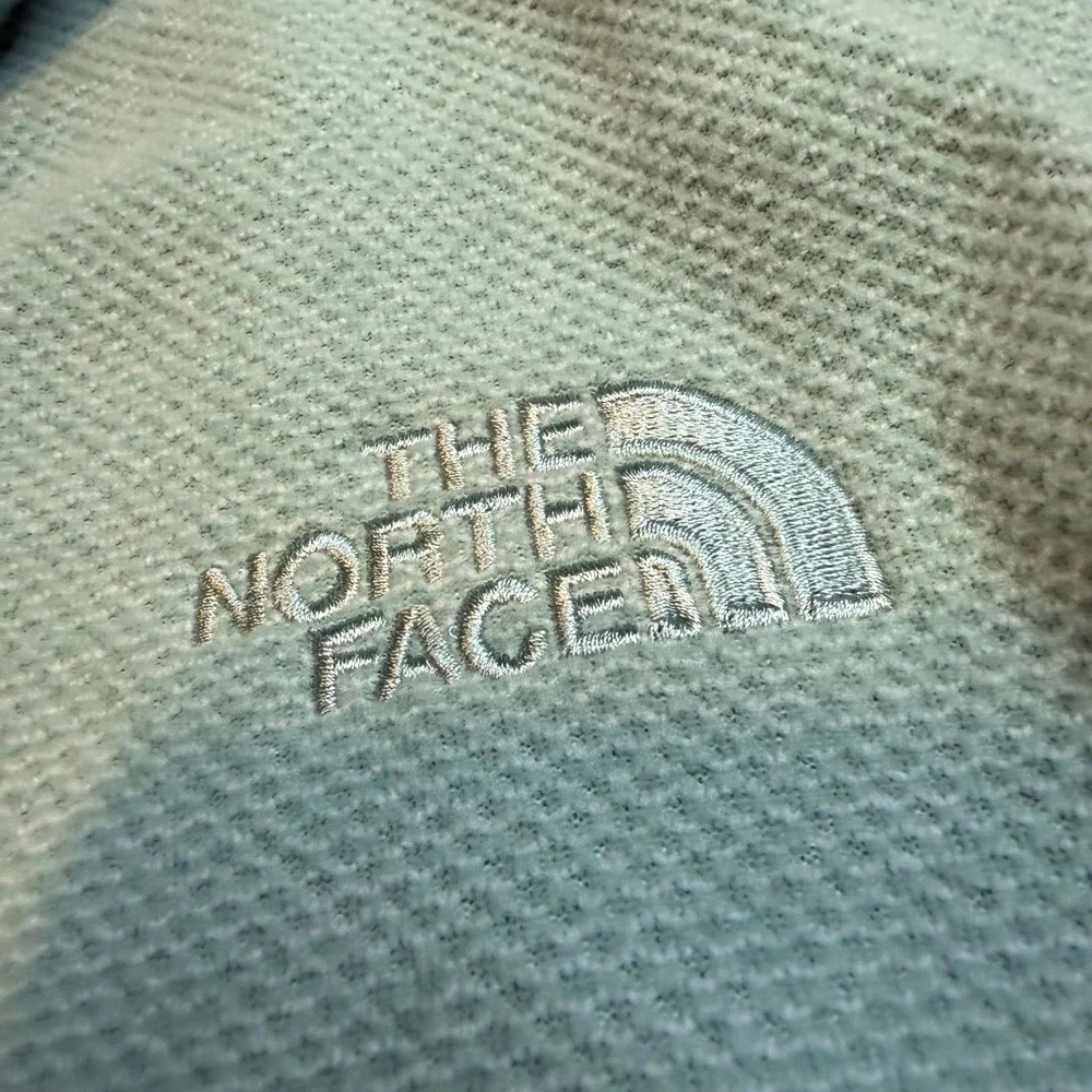 The North Face Mens Quarter Zip Fleece Pullover Mint Green Waffle Knit Size M